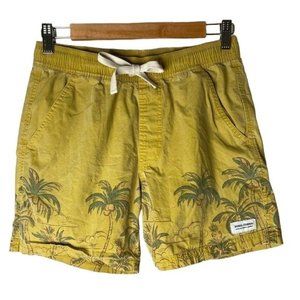 Banks journal mens shorts tan elastic waist pull on palm tree size 28